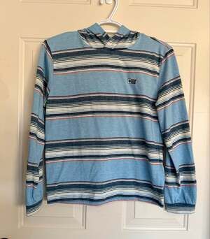 Salty Crew Outskirts UV Hooded Sun Shirt Mens XL Blue Striped